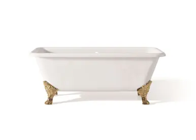 Cheviot 2173-WW-PB SPENCER Cast Iron Bathtub - 66.875x31.875x27 w/ Polished Brass Feet Price Drop