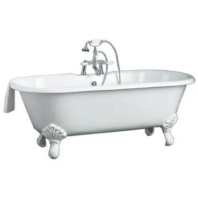 Buy Direct Cheviot 2180-WC-7-AB REGAL Cast Iron Bathtub with Faucet Holes and Shaughnessy Feet - 70" x 32" x 26" w/ Antique Bronze Feet - Custom Color of Choice