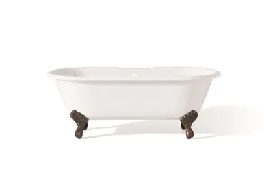 Premium Cheviot 2180-WW-6-AB REGAL Cast Iron Bathtub with Faucet Holes and Shaughnessy Feet - 70" x 32" x 26" w/ Antique Bronze Feet