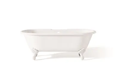 Flash Sale Cheviot 2180-WW-7-WH REGAL Cast Iron Bathtub with Faucet Holes and Shaughnessy Feet - 70" x 32" x 26" w/ White Feet