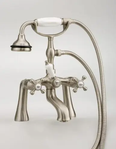 Must Have Cheviot 5106-CH Rim Mount Tub Filler Faucet With Hand Shower & Cross Handles - Chrome