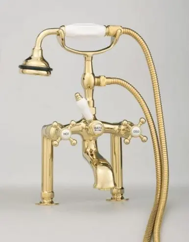 Trending Cheviot 5112-CH Extra Tall Rim Mount Tub Filler Faucet Fauccet With Hand Shower & Cross Handles - Chrome