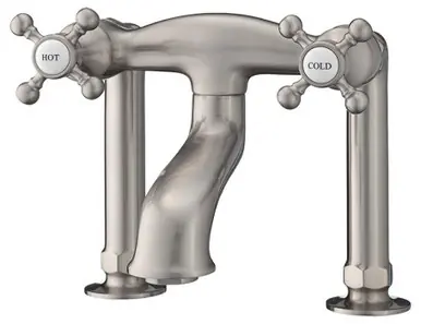 Next Day Delivery Cheviot 5142-BN Extra Tall Rim Mount Tub Filler Faucet with Cross Handles - Brushed Nickel