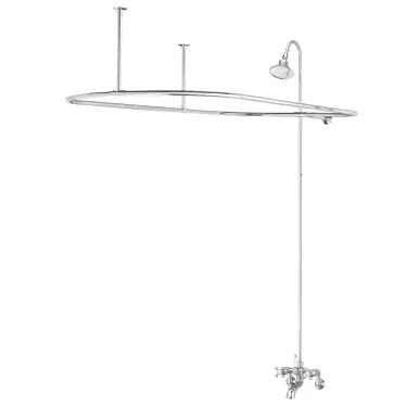 Cheviot 5174-CH Exposed Tub & Shower Riser Faucet With Hand Shower With Curtain Frame 24 X 54 - Chrome Today Only