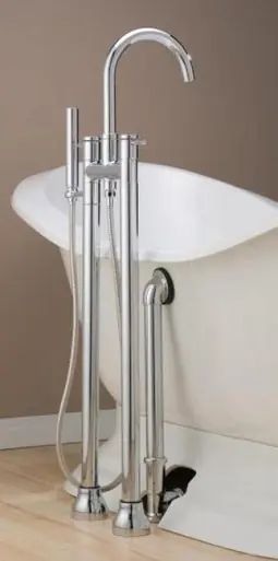Cheviot 7565-PN Contemporary Free Standing Tub Filler Faucet With Hand Shower & Water Supplies - Polished Nickel Trending