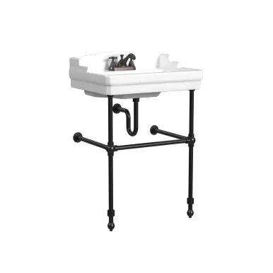 Cheviot Essex Console Sink 24" x 18", White, 8" Drilling, Matte Black Legs - 553-WH-8/575-BK Secure Checkout