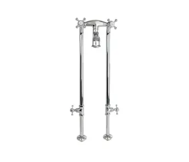 Discount Cheviot Extra Tall Free Standing Tub Filler W/Stop Valves,Cross Handles, Brushed Nickel - 5136/3970XL-BN