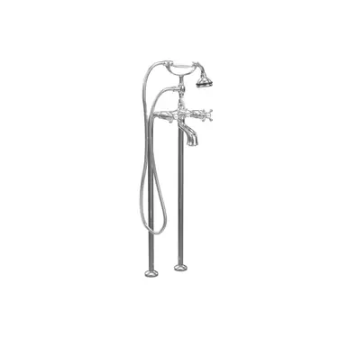 Cheviot Free Standing Tub Filler With Handshower, Cross Handles, Chrome - 5102/3965-CH High Quality