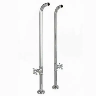 Last Chance Cheviot Free Standing Water Supply Lines W/ Stop Valves, Satin Brass, Pair - 3970-SB