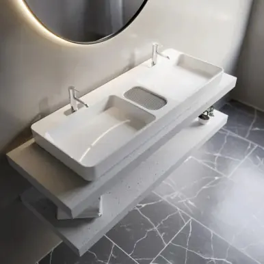 Cheviot Infinity Double Bowl Vessel Sink 43 1/4" x 18 7/8", White, Single Hole - 1311-WH-1 Factory Price