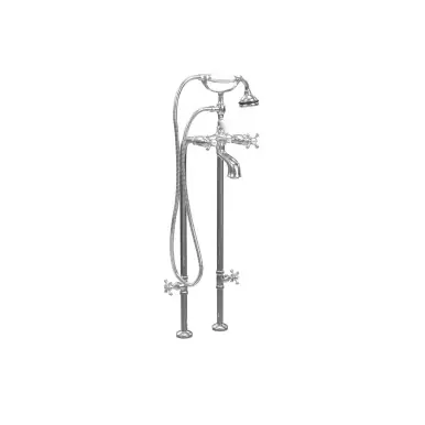 Cheviot Extra Tall Free Standing Tub Filler With Handshower and Stop Valves, Cross Handles, Chrome - 5102/3970XL-CH Affordable