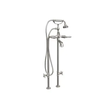 Same Day Shipping Cheviot Extra Tall Free Standing Tub Filler With Handshower and Stop Valves, Cross Handles, Chrome - 5117/3970XL-CH