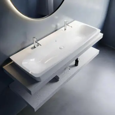 Cheviot Metropole Double Vessel Sink 47 1/2" x 18 3/8", White, Single Hole Drillings - 1228-WH-1 Latest
