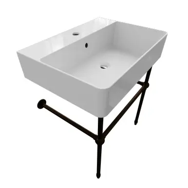 High Quality Cheviot Nuo 2 Console Sink, 23 3/8" x 17 3/8", White, Single Hole Drilling, Antique Bronze Legs - 1296-WH-1/575-AB