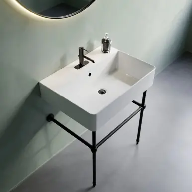 Instant Buy Cheviot Nuo 2 Vessel Sink, 23 3/8" x 17 3/8", White, 8" Drilling, **For Wall Mounting** - 1296-WH-8