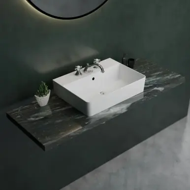 Instant Buy Cheviot Nuo 2 Vessel Sink, 23 5/8" x 17 3/8", White, Single Hole Drilling - 1293-WH-1