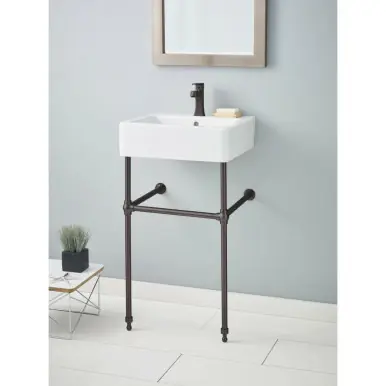 Price Drop Cheviot Nuovella Console Sink, 19.75", White, Single Hole Drilling, Antique Bronze Legs - 1230/19-WH-1/575-AB