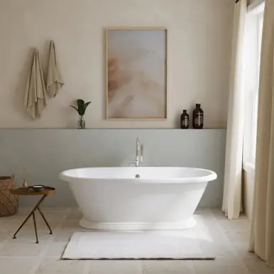 Modern Cheviot Sandringham Tub, White, Roll Rim - 2154-WW