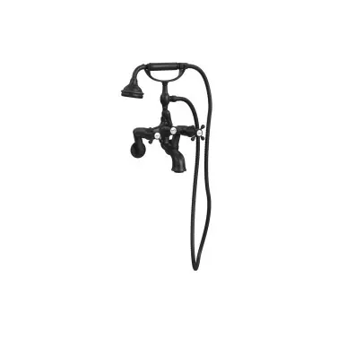 Same Day Shipping Cheviot Wall Mount Tub Filler W/ Hand Shower, Cross Handles, Matte Black - 5115-BK