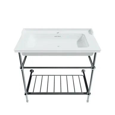 Cheviot Valarte Console Sink, 25 5/8" x 20 7/8", White, 8" Drilling, Chrome Legs - 351-WH-8-CH Fresh Stock
