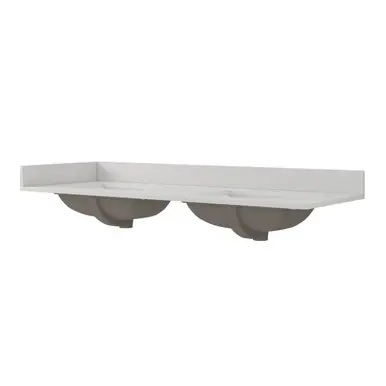 Craft + Main 61" Wide x 22" D Snow White Quartz Vanity Top with Double Sink Bowls, 8" Widespread - QZ61228SWR Super Sale