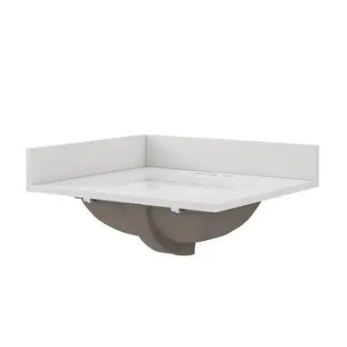Craft + Main 25" x 22" Snow White Quartz Vanity Top with White Rectangular Sink Bowl - 4" Centerset - QZ25224SWR Special Discount