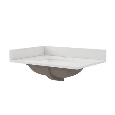 Craft + Main 31" x 22" Snow White Quartz Vanity Top with White Rectangular Sink Bowl - 4" Centerset - QZ31224SWR Order Now
