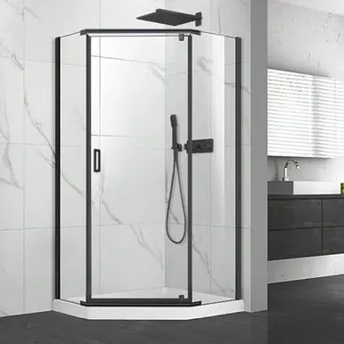 Craft + Main CVNA0674-CL-MB Cove Neo Angle Frameless Shower Door 42" W x 74" H with Clear Glass - Matte Black Trim Limited Time