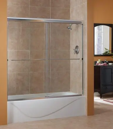 Must Have Craft + Main CVST5855-CL-SV Cove Frameless Sliding Tub Door 58" W x 55" H with Clear Glass - Silver Trim