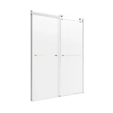 Discount Craft + Main LGDR4876-CL-BN Lagoon 5/16" Frameless Double Roller Shower Doors 47" W x 76" H with Clear Glass - Brushed Nickel Trim