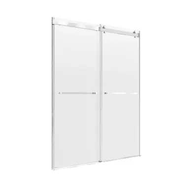 Deal Craft + Main LGDR4876-CL-SV Lagoon 5/16? Frameless Double Roller Shower Doors 47" W x 76" H with Clear Glass - Silver Trim