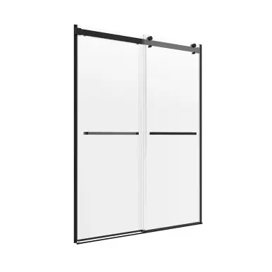 Craft + Main LGDR6063-CL-MB Lagoon Frameless Double Roller Shower Doors 59" W x 63" H with Clear Glass - Matte Black Trim Limited Edition