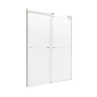 Must Have Craft + Main LGDR6076-CL-BN Lagoon Frameless Double Roller Shower Doors 59" W x 76" H with Clear Glass - Brushed Nickel Trim