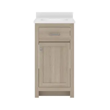Craft + Main Reese 18" Vanity Cabinet with White Cultured Marble Top & Sink, Light Oak - RSOVT1934 Best Choice