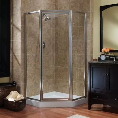 Big Sale Craft + Main TDNA0470-CL-BN Tides Framed Neo Angle Shower Door with 24" W x 70" H with Clear Glass - Brushed Nickel Trim