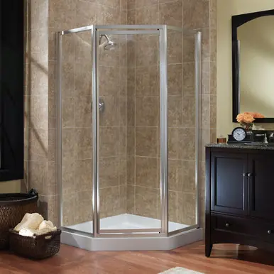 Craft + Main TDNA0570-CL-SV Tides Framed Neo Angle Shower Door with 24" W x 70" H with Clear Glass - Silver Trim Best Seller