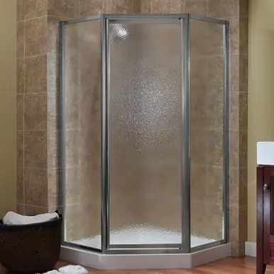 Place Order Craft + Main TDNA0570-OB-BN Tides Framed Neo Angle Shower Door with 24" W x 70" H with Obscure Glass - Brushed Nickel