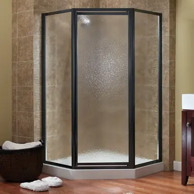 Last Chance Craft + Main TDNA0570-OB-OR Tides Framed Neo Angle Shower Door with 24" W x 70" H with Obscure Glass - Oil Rubbed Bronze
