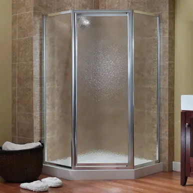 Direct From Manufacturer Craft + Main TDNA0570-OB-SV Tides Framed Neo Angle Shower Door with 24" W x 70" H with Obscure Glass - Silver