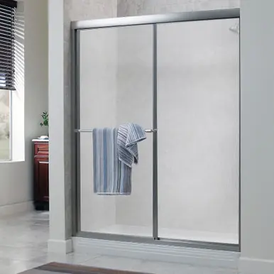 Discount Craft + Main TDSS4870-RN-BN Tides Framed Sliding Shower Door 48" W x 70" H with Rain Glass - Brushed Nickel