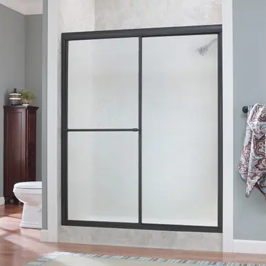 Craft + Main TDSS6070-RN-OR Tides Framed Sliding Shower Tub Door 60" W x 70" H with Rain Glass - Oil Rubbed Bronze Worldwide Shipping