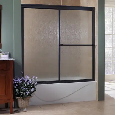 Price Cut Craft + Main TDST6058-RN-OR Tides Framed Sliding Shower Tub Door 60" W x 58" H with Rain Glass - Oil Rubbed Bronze