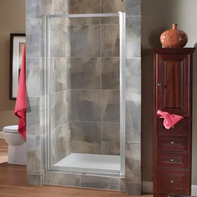 Viral Craft + Main TDSW2565-CL-SV Tides Framed Pivot Swing Shower Door 25" W x 65" H with Clear Glass - Silver Trim
