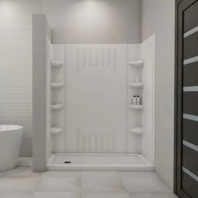 DreamLine DL-6148L-01 SlimLine 36 in. by 60 in. Single Threshold Shower Base Left Hand Drain and QWALL-3 Shower Backwall Kit Next Day Delivery