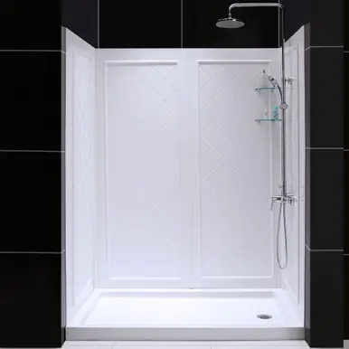 DreamLine DL-6192R-01 SlimLine 36 in. by 60 in. Single Threshold Shower Base Right Hand Drain and QWALL-5 Shower Backwall Kit High Quality