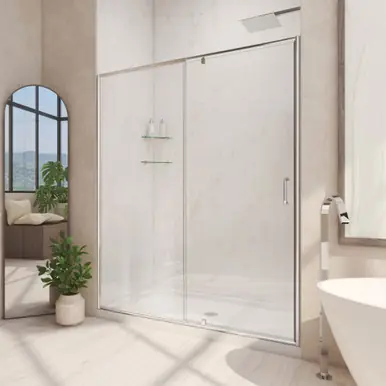 Get Yours DreamLine DL-6215C-01CL Flex 32-in. W x 32-in. D x 74-3/4-in. H Frameless Shower Door and Base Kit, Chrome Hardware