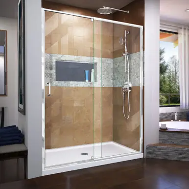 Top Pick DreamLine SHDR-22607200-01 Flex 56 - 60 in. W x 72 in. H Pivot Shower Door in Chrome Finish