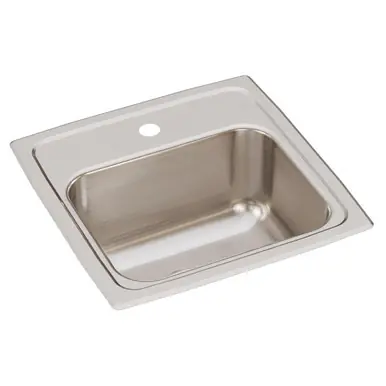 ELKAY BLR15161 Lustertone Classic Stainless Steel 15" x 15" x 7-1/8", 1-Hole Single Bowl Drop-in Bar Sink with 3-1/2" Drain While Supplies Last