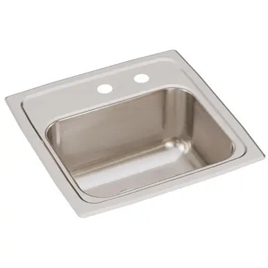 ELKAY BLR1516MR2 Lustertone Classic Stainless Steel 15" x 15" x 7-1/8", MR2-Hole Single Bowl Drop-in Bar Sink with 3-1/2" Drain New Arrival
