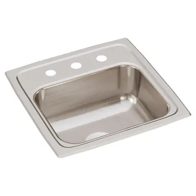 Shop Now ELKAY BLR15603 Lustertone Classic Stainless Steel 15" x 15" x 6-1/8", 3-Hole Single Bowl Drop-in Bar Sink